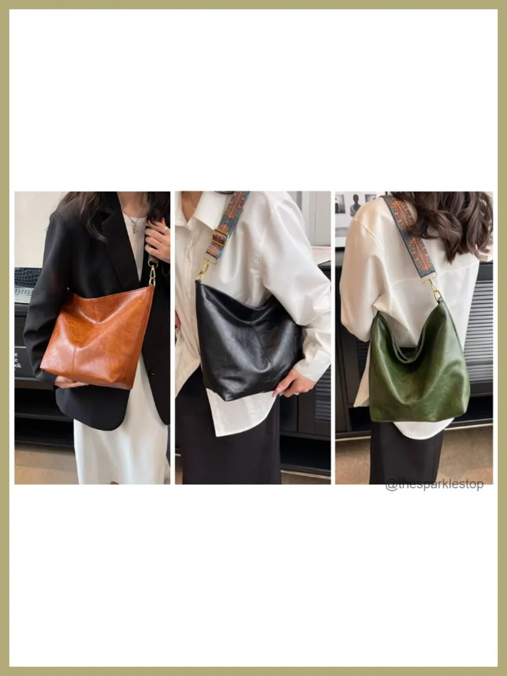 Vegan Leather Hobo Crossbody Bag with Zipper
